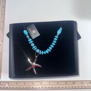 House of Harlow 1960 turquoise and gold Necklace with Starfish Pendant